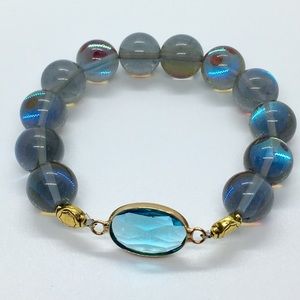 oplaite natural beads with blue topaz bracelet